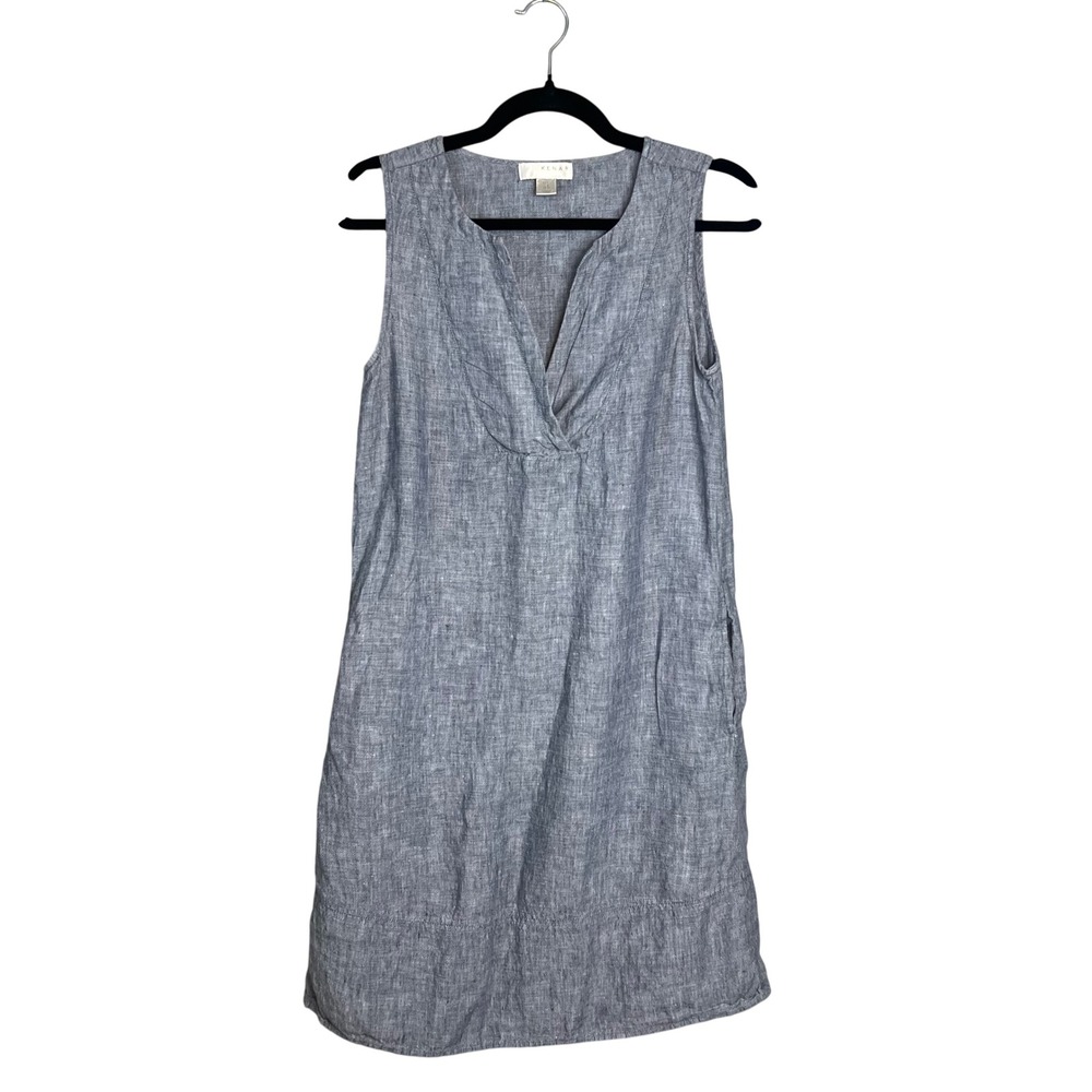 Kenar Sleeveless Chambray Dress in Light Blue